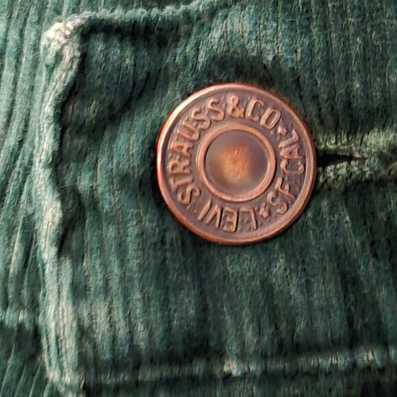 Vintage 70s Levi’s 646 GREEN Corduroy Flared Bell Bottoms Pants White Tag 30x27 - Picture 3 of 6